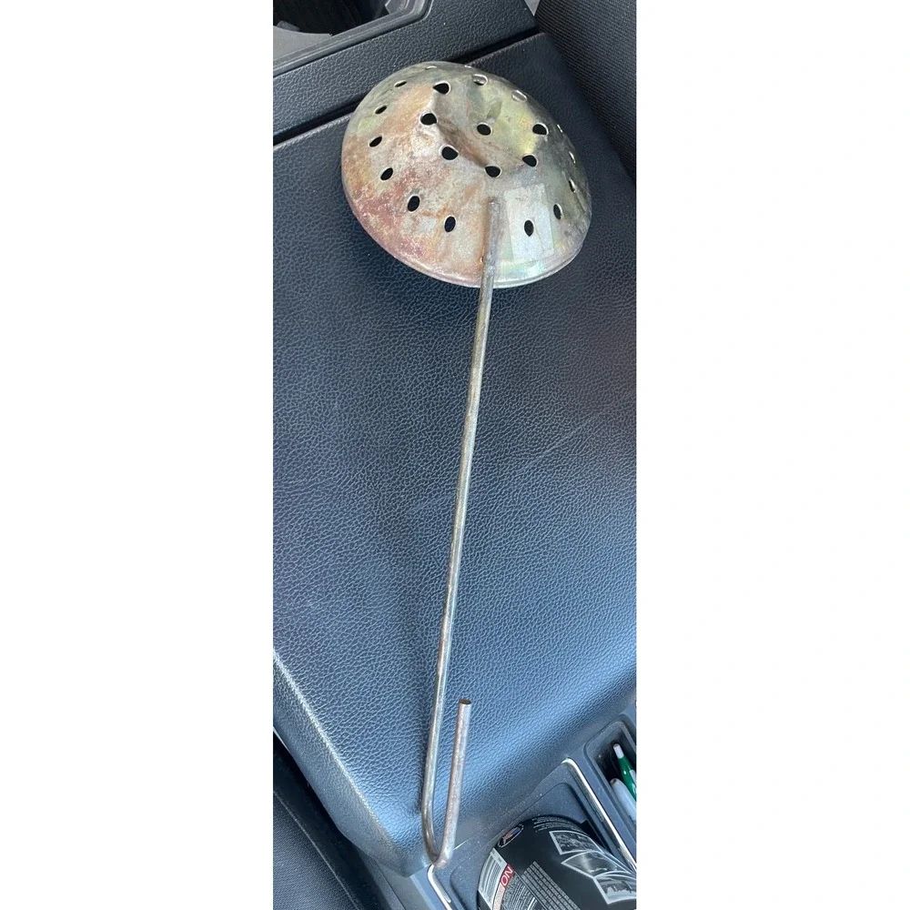 Unbranded Slotted Spoon Skimmer Silver Fair Hooked Handle Primitive